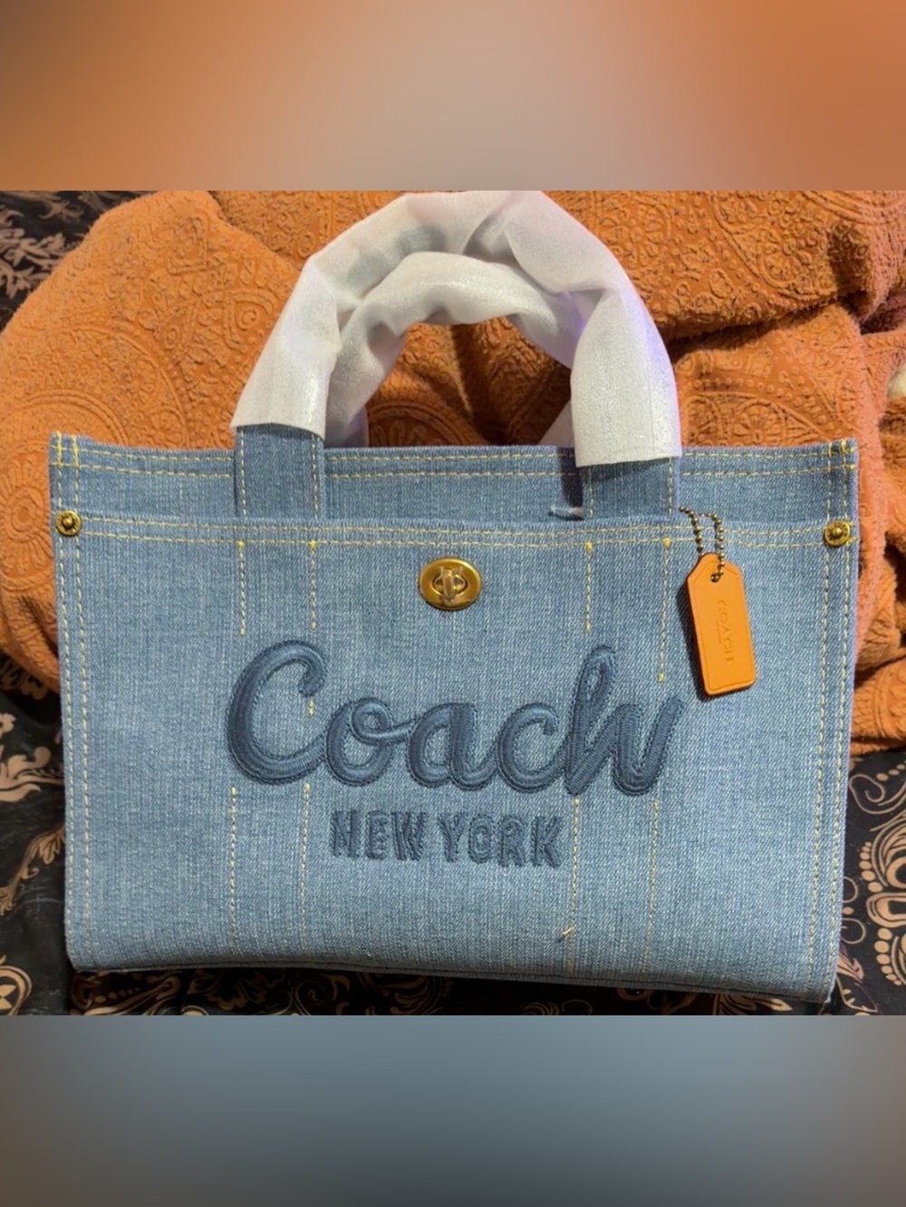 Coach Large Denim Cargo Tote Indigo Blue with Hang Tag. - Picture 6 of 7